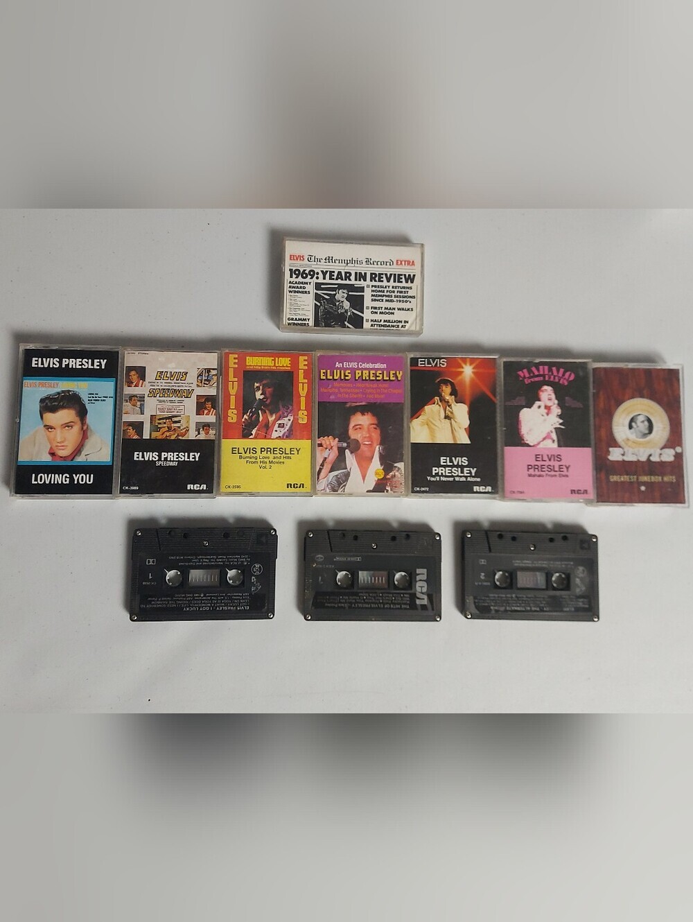 Vintage Elvis Presley Cassette Lot of 11 RCA Records Jukebox Hits Memphis 1969